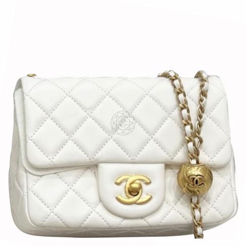 chanel mini white pearl bag